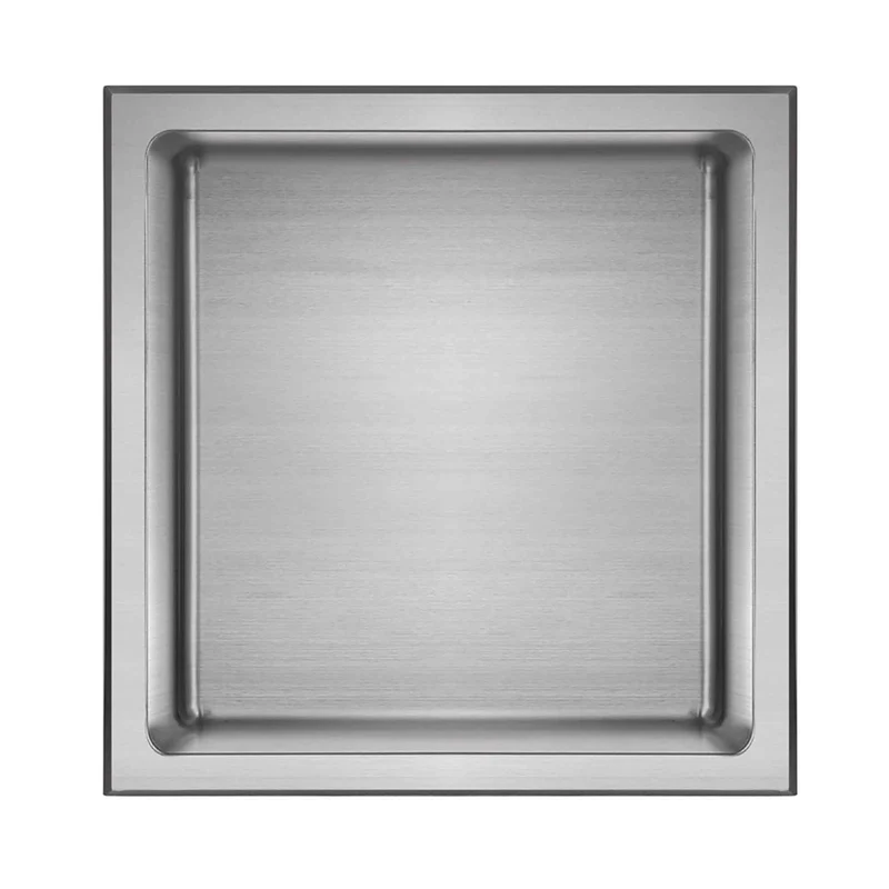 Niche de douche murale Layla en acier inoxydable brossé, 12" x 12"