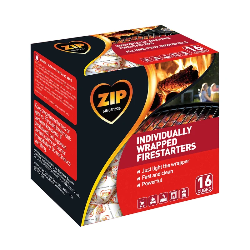 Allume-feux Zip emballés individuellement, 16 unités