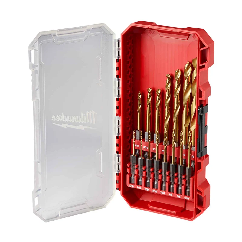 Jeu de forets en titane Red Helix Shockwave Impact Duty, 15 pièces