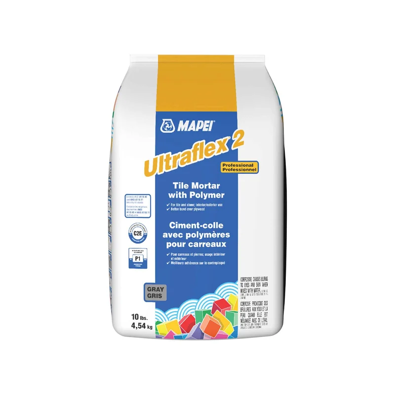 Ciment-colle gris avec polymères pour carreaux Ultraflex 2, 10 lb