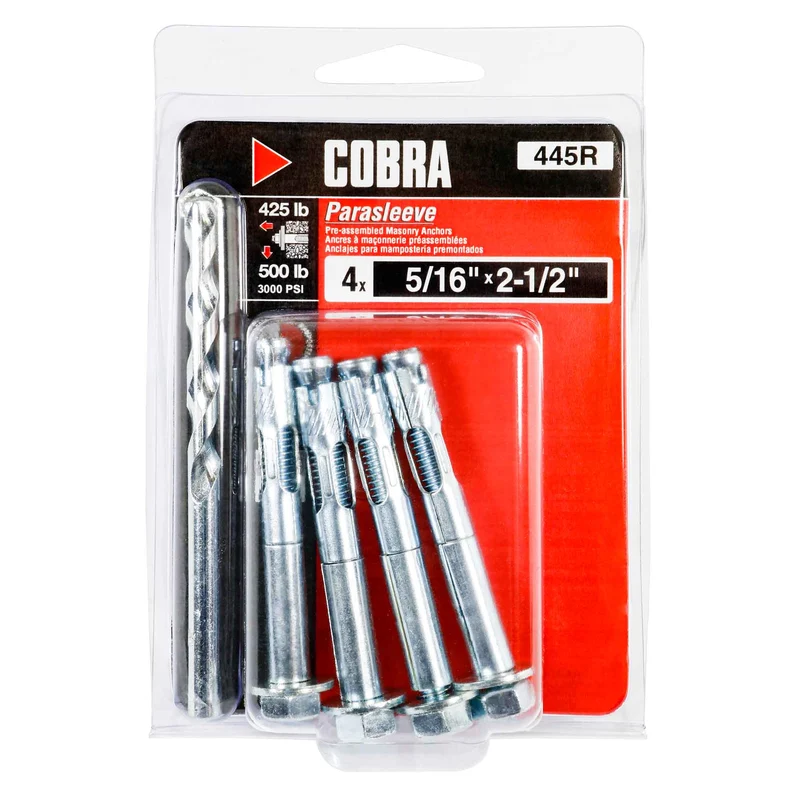 Ancrage plaqué zinc pour béton Parasleeve de 5/16" x 2-1/2", 4 unités