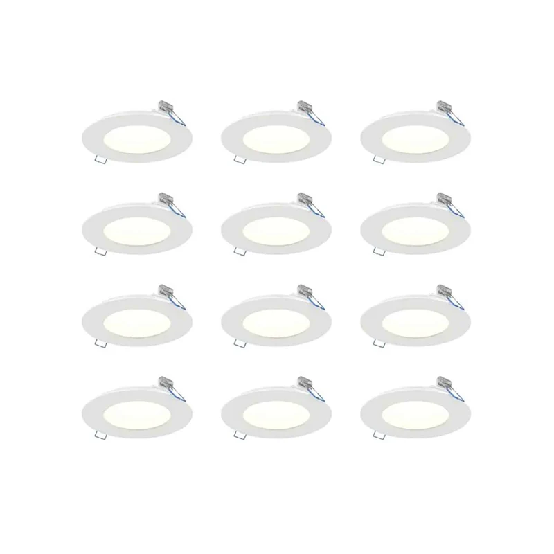 Ensemble de panneaux à DEL de 4'' encastrés et ultra minces blancs, 12 unités