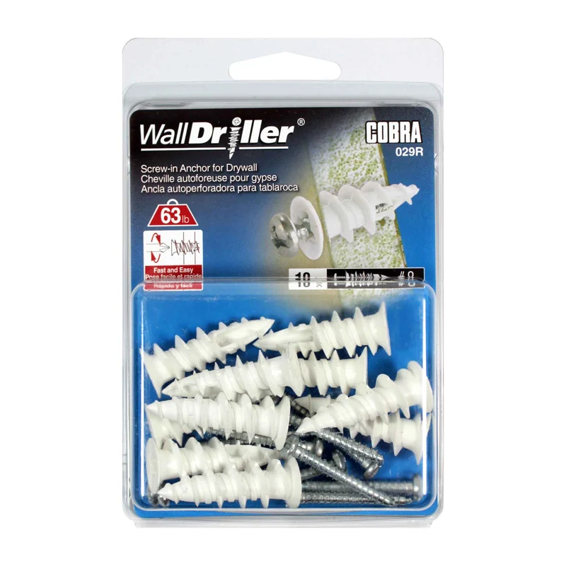 Ancrage en nylon pour mur creux WallDriller #8 x 1-1/2'', 10 unités