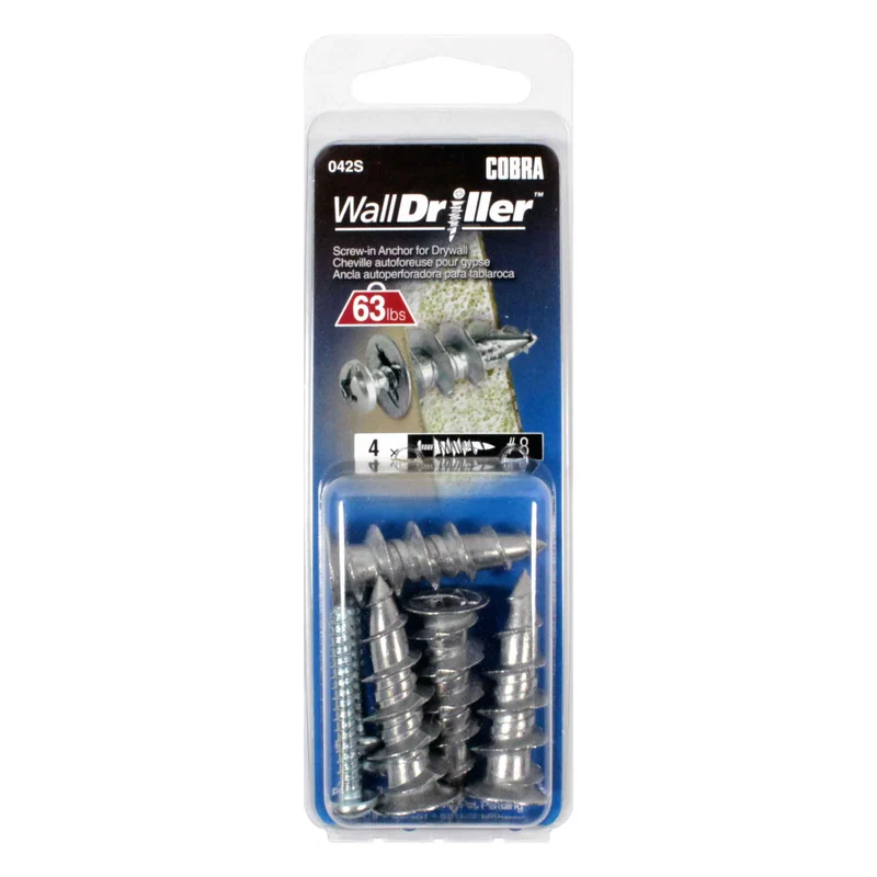 Ancrage en zinc pour mur creux WallDriller #8 x 1-1/2'', 4 unités