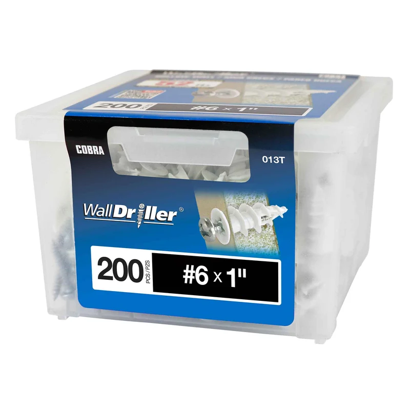 Ancrage en nylon pour mur creux WallDriller #6 x 1", 200 unités