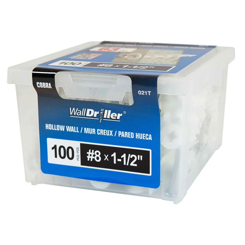 Ancrage en nylon pour mur creux WallDriller #8 x 1-1/2", 100 unités