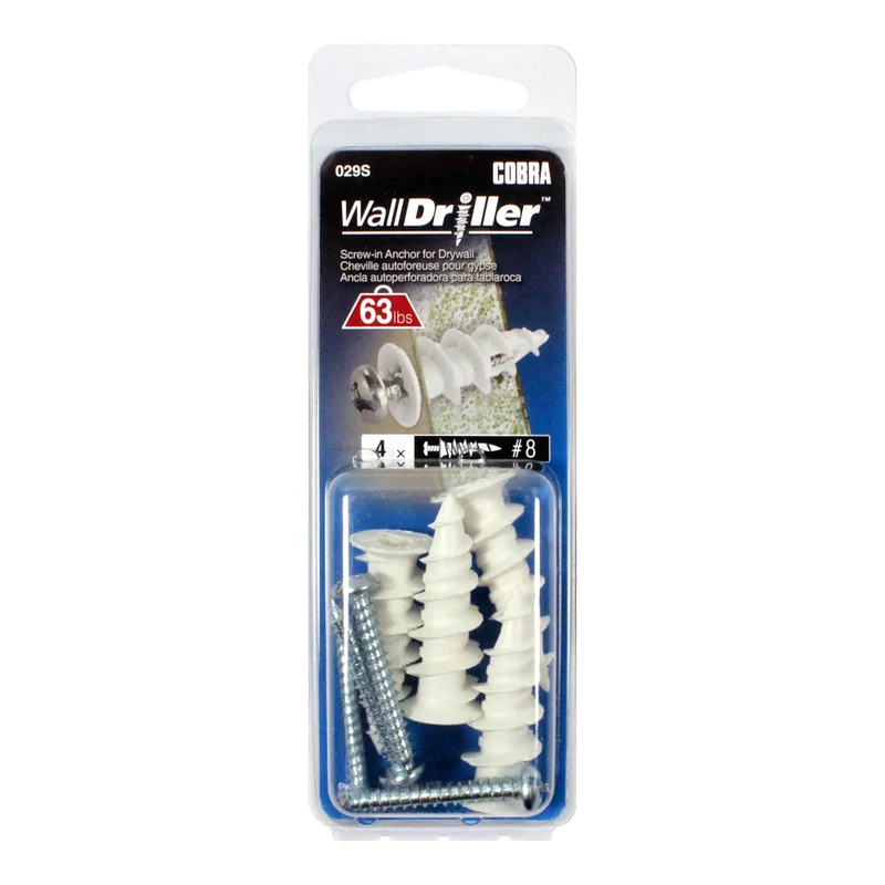 Ancrage en nylon pour mur creux WallDriller #8 x 1-1/2", 4 unités