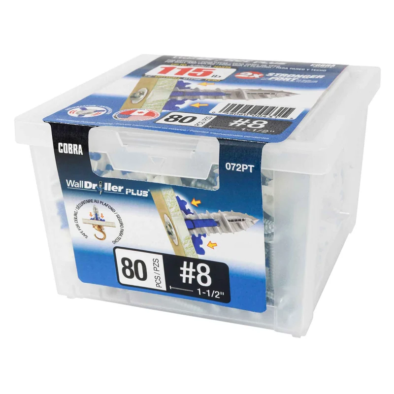 Ancrage pour mur creux WallDriller Plus #8 x 1-1/2", 80 unités
