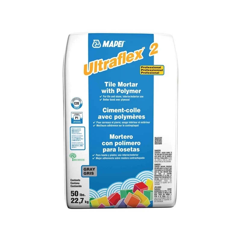 Ciment-colle gris avec polymères pour carreaux Ultraflex 2, 50 lb