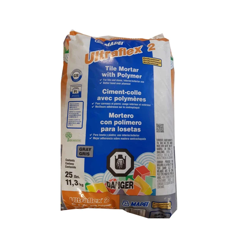 Ciment-colle gris avec polymères pour carreaux Ultraflex 2, 25 lb