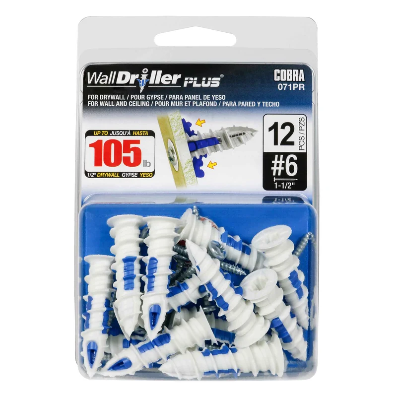 Ancrage pour mur creux WallDriller Plus #6 x 1-1/2", 12 unités