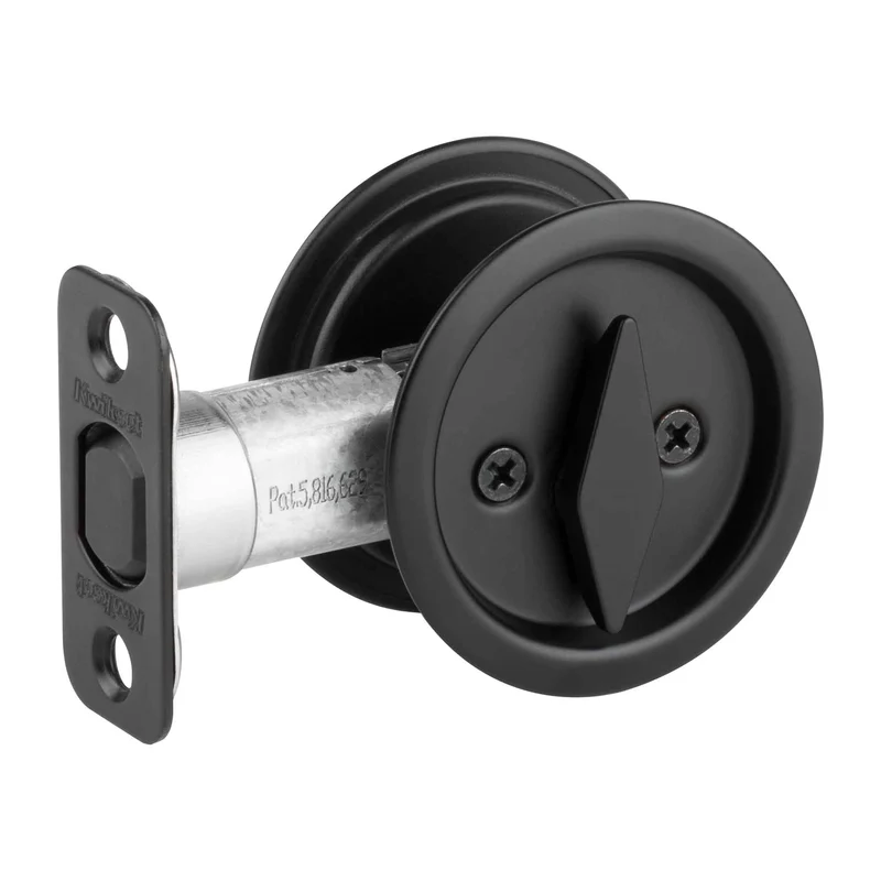 Poignée ronde d’intimité pour porte escamotable, noir mat