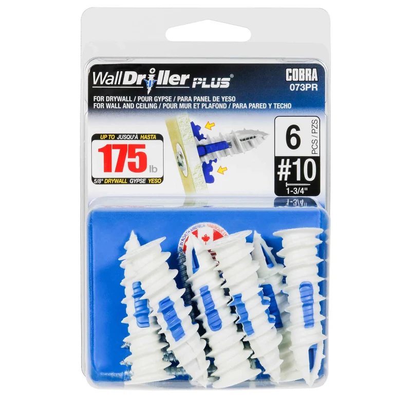 Ancrage pour mur creux WallDriller Plus #10 x 1-3/4", 6 unités