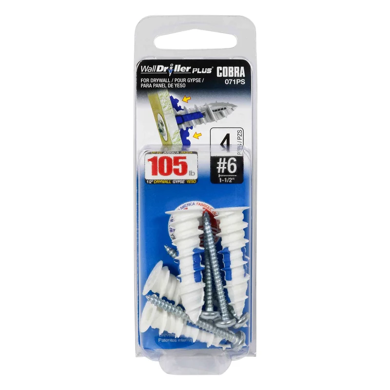 Ancrage pour mur creux WallDriller Plus #6 x 1-1/2", 4 unités
