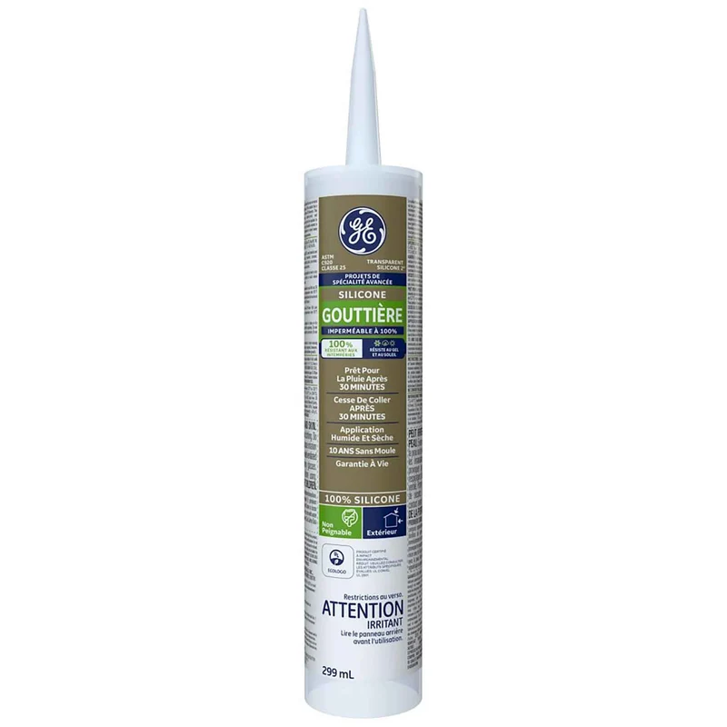 Scellant au silicone pour gouttière, 299 ml (clair)