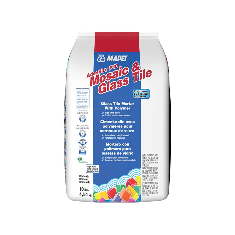 Ciment-colle blanc avec polymères pour carreaux de verre et mosaïque Adesilex P10, 10 lb