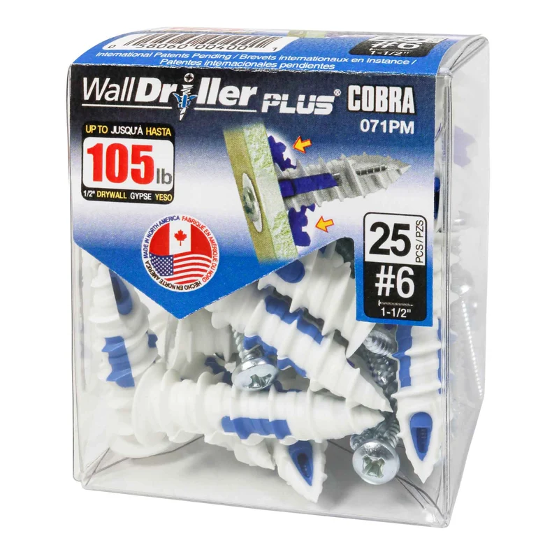 Ancrage pour mur creux WallDriller Plus #6 x 1-1/2", 25 unités