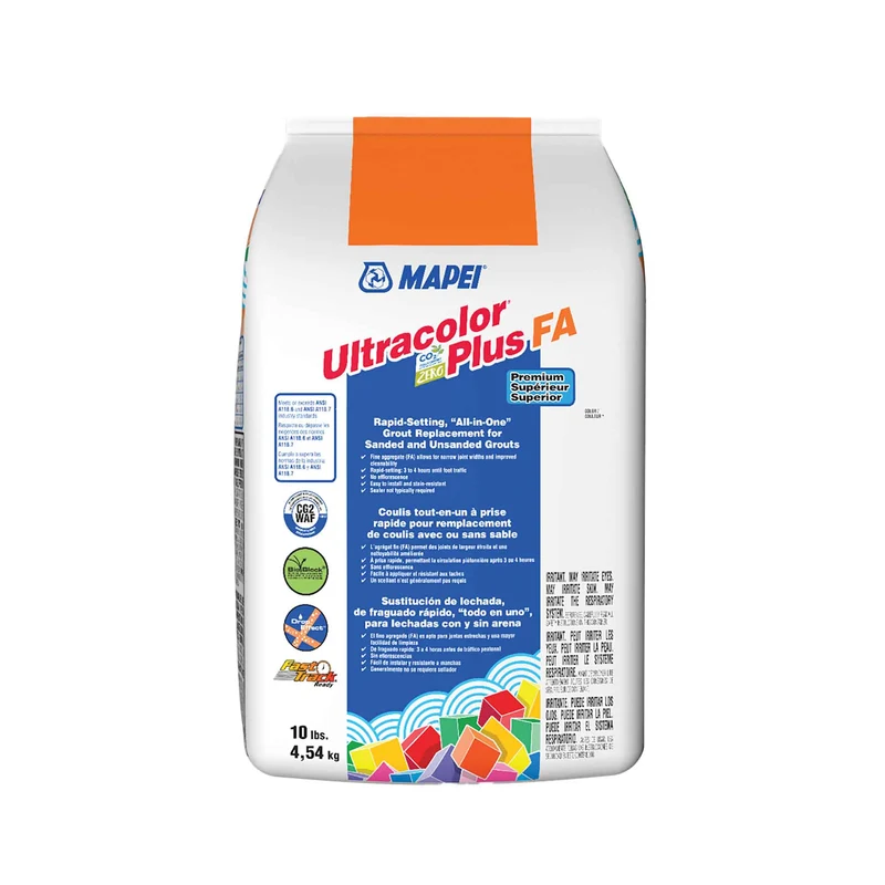 Coulis tout-en-un à prise rapide pour remplacement de coulis avec ou sans sable Ultracolor Plus FA de 10 lb, gris chaud #93
