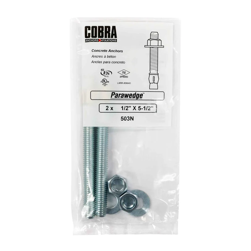 Ancrage à béton à maçonnerie Parawedge de 1/2" x 5-1/2", 2 unités