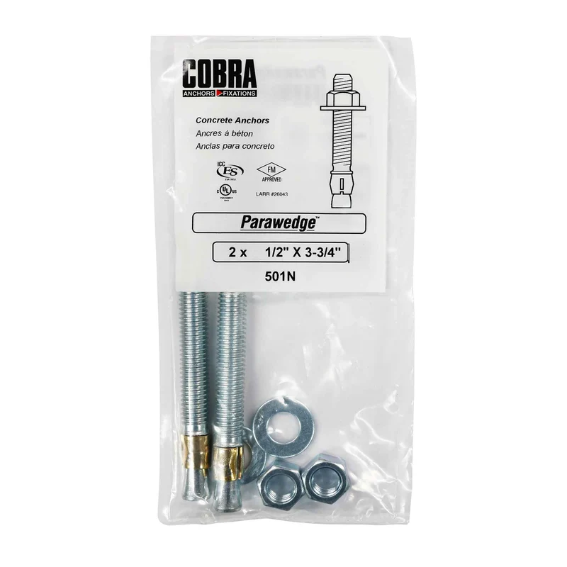 Ancrage à béton à maçonnerie Parawedge de 1/2" x 3-3/4", 2 unités