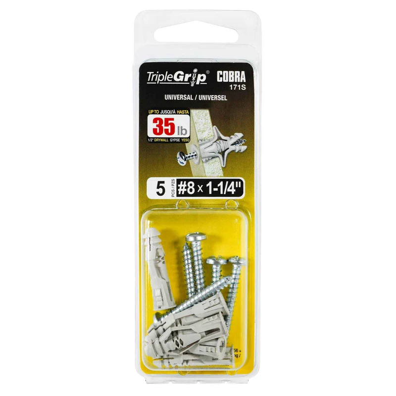 Ancrage Triple-Grip de #8 x 1-1/4", 5 unités