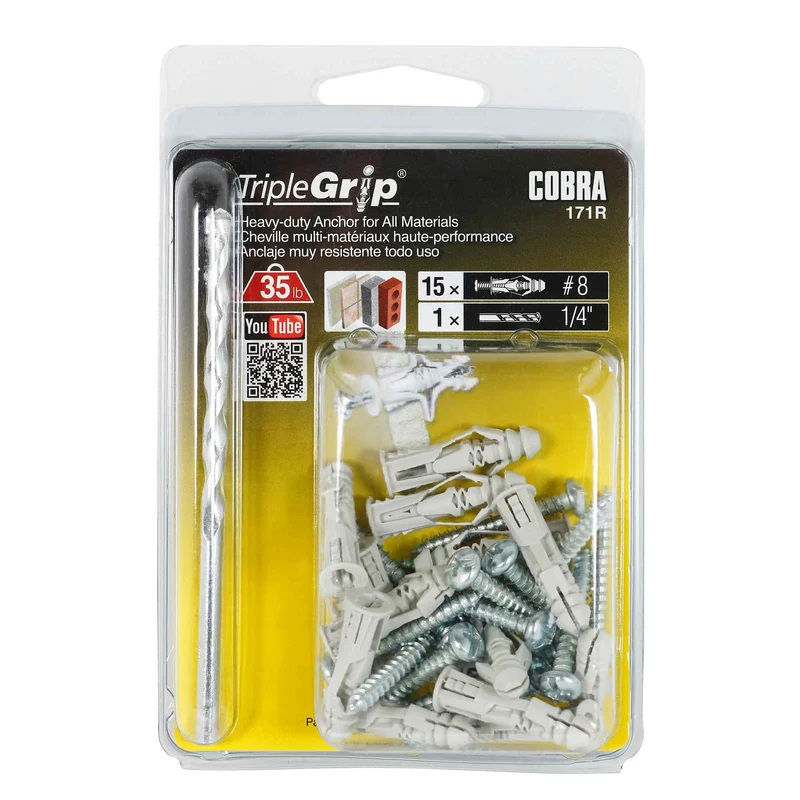 Ancrage TripleGrip de #8 x 1-1/4", 15 unités