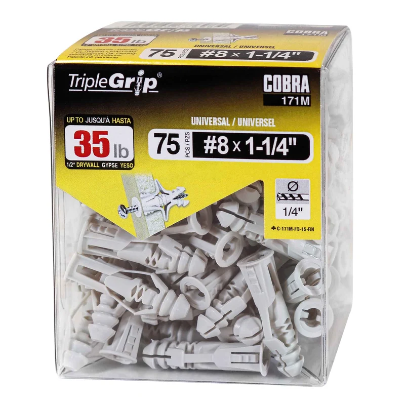 Ancrage TripleGrip de #8 x 1-1/4", 75 unités