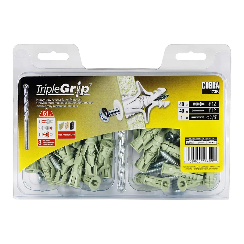 Ancrage TripleGrip de #12 x 1-3/4'', 40 unités
