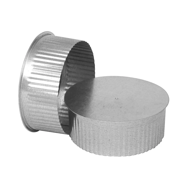 Bouchon de tuyau rond plissé en acier galvanisé de calibre 30, 8"