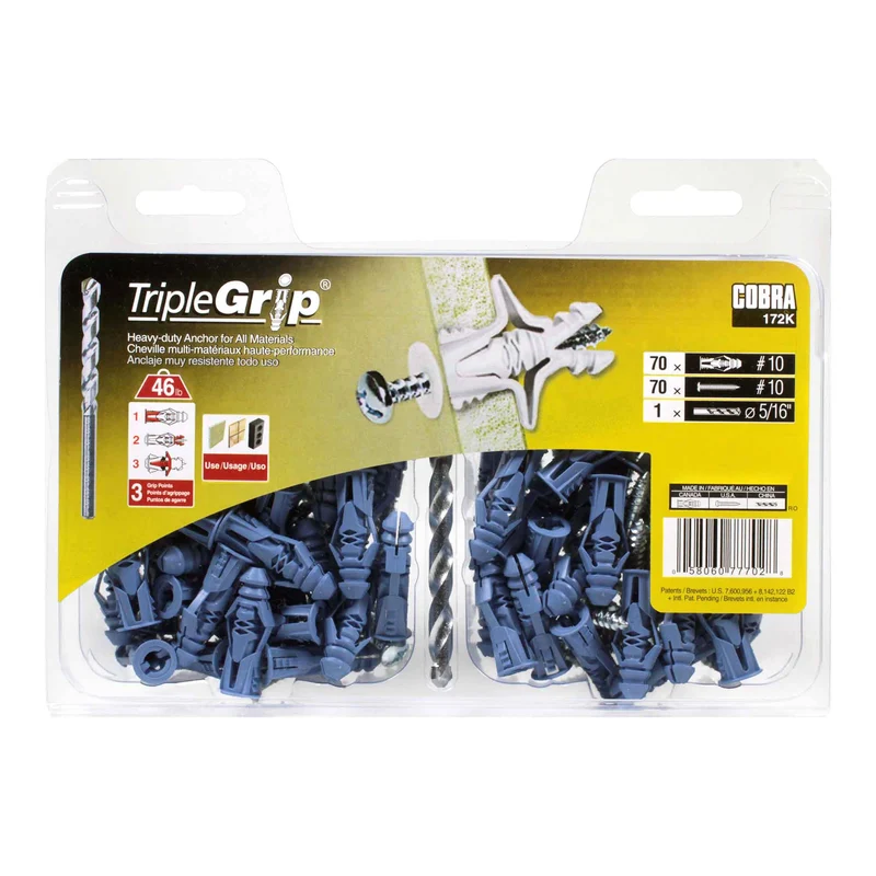 Ancrage Triple-Grip #10 x 1-1/2", 70 unités