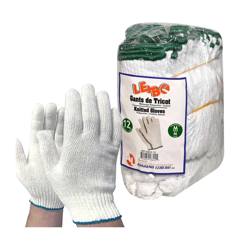 Gants de tricot de grandeur moyenne, 12 paires