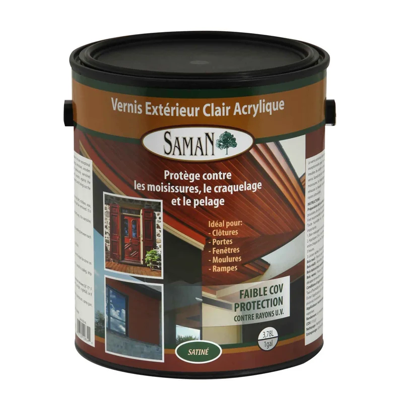Vernis d'extérieur pour bois à l’acrylique clair satiné, 3,78 L