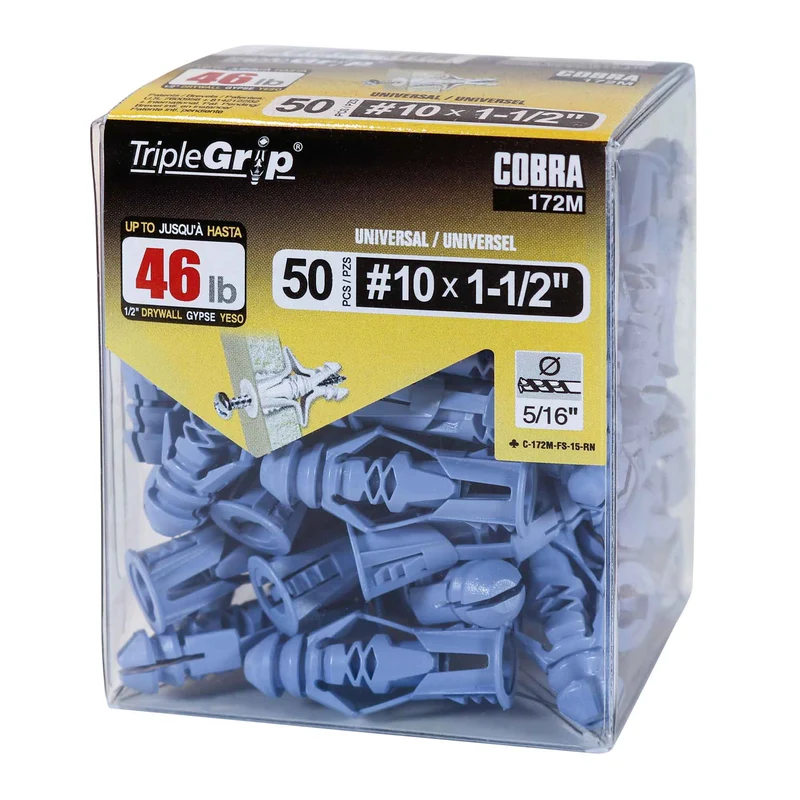 Ancrage TripleGrip de #10 x 1-1/2", 50 unités