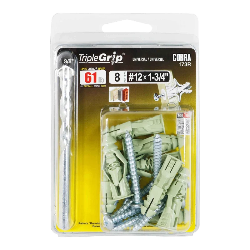 Ancrage TripleGrip de #12 x 1-3/4", 8 unités