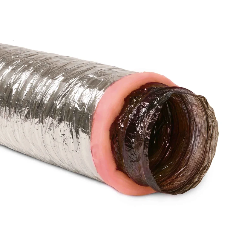 Conduit d'air argent en polyester à deux plis, 5" x 10'