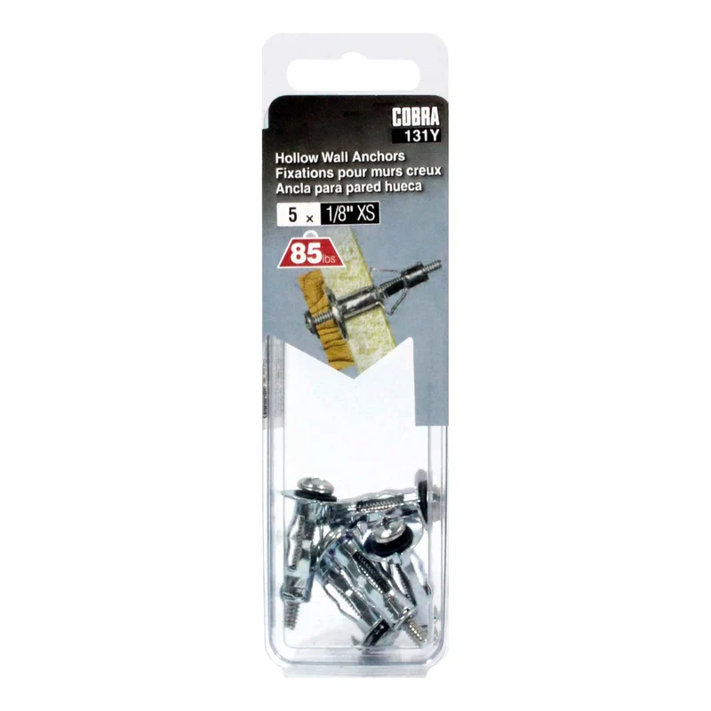 Fixation en acier pour mur creux de 1/8" (XS), 5 unités