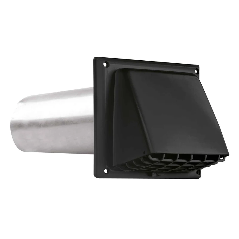 Évent de ventilation avec grille en plastique noir, 4"