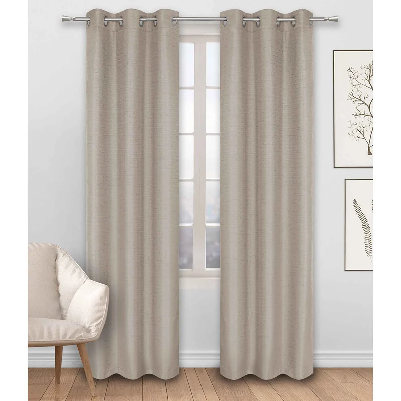 Rideau coupe-lumière avec œillets en métal, taupe