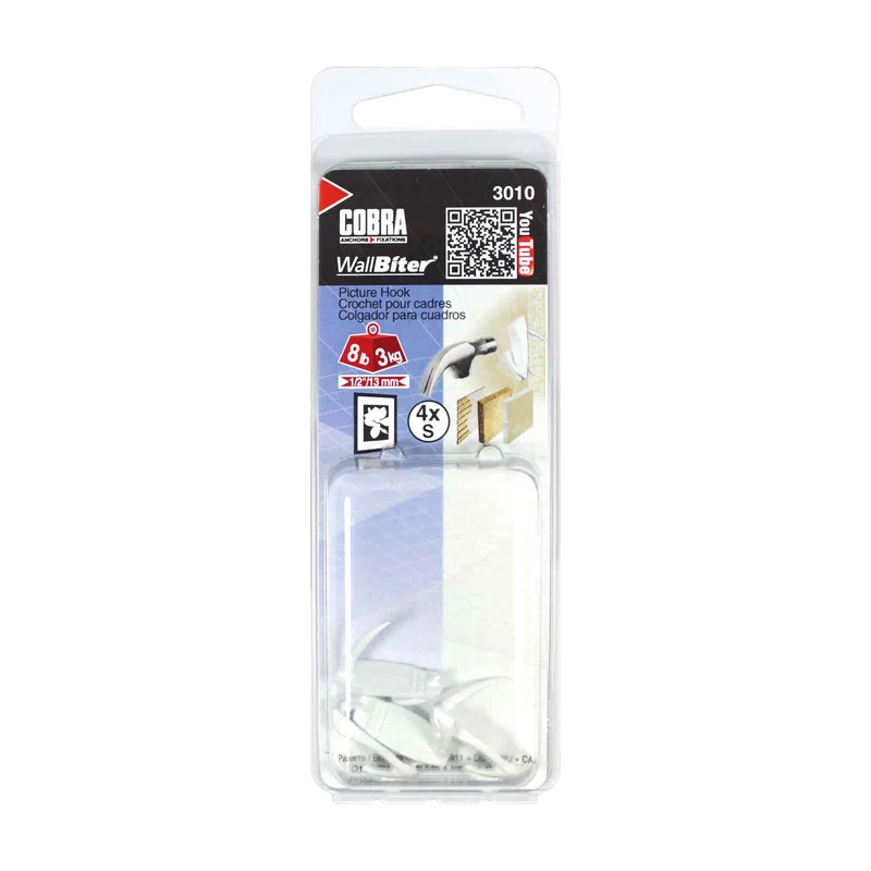 Ensemble de 4 crochets pour cadres Wallbiter, petit (Blanc)