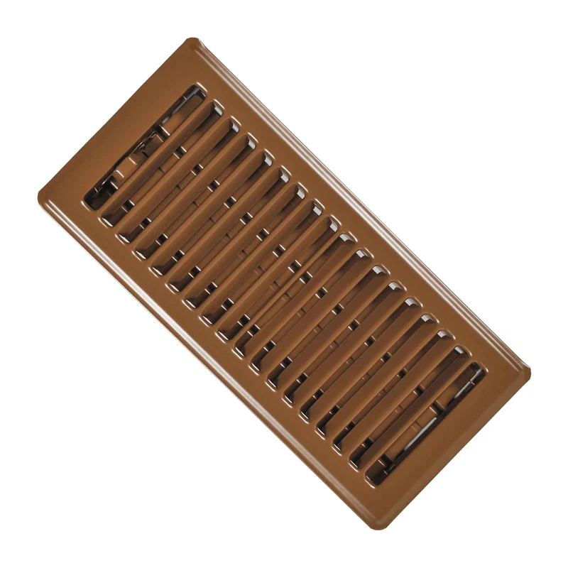 Registre de plancher en acier peint en brun, 4" x 12"