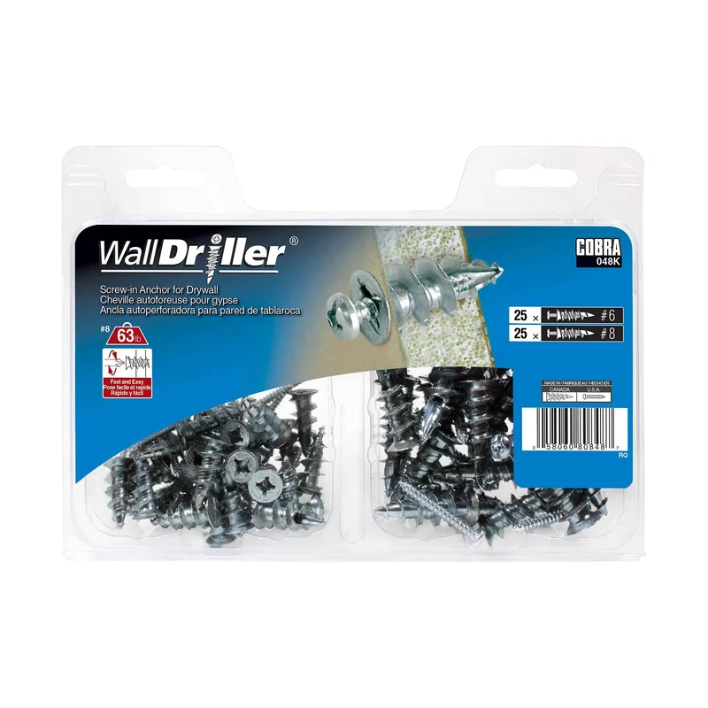 Ancrage en zinc pour mur creux WallDriller #6 et #8, 50 unités