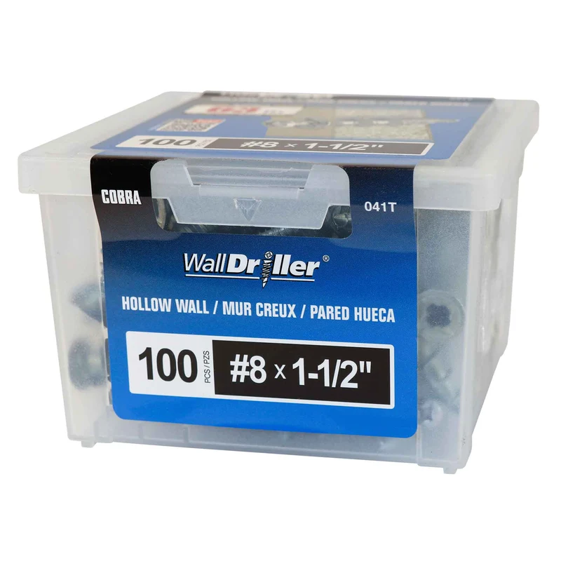 Ancrage en zinc pour mur creux WallDriller #8 x 1-1/2", 100 unités