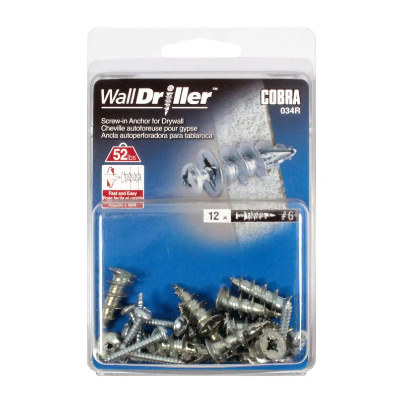 Ancrage en zinc pour mur creux WallDriller #6 x 1", 12 unités