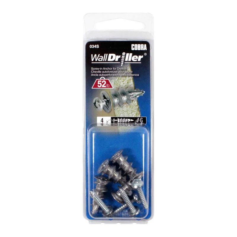 Ancrage en zinc pour mur creux WallDriller #6 x 1'', 4 unités
