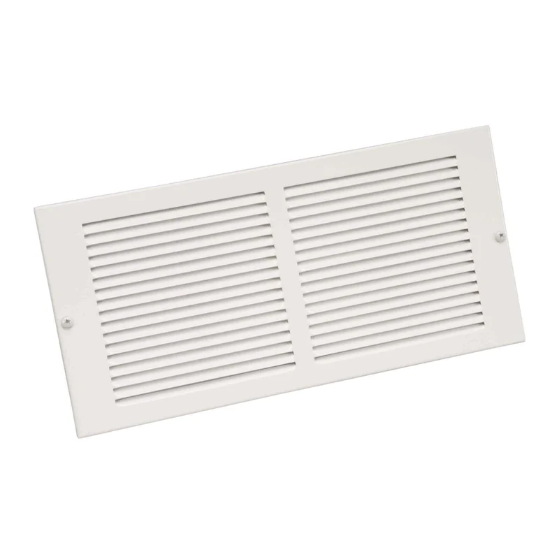 Grille d'aération murale en acier peint en blanc, 16" x 8"