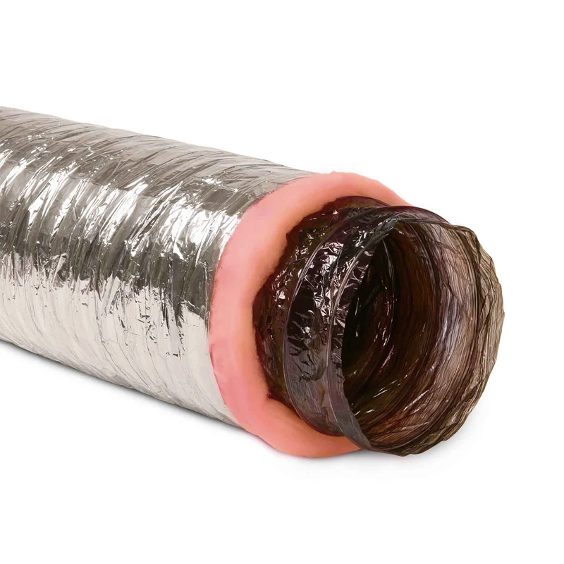 Conduit d'air argent en polyester à deux plis, 4" x 25'