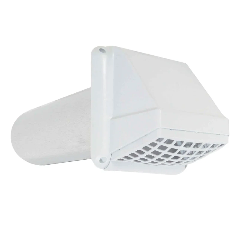 Évent de ventilation avec grille en plastique blanc, 4"