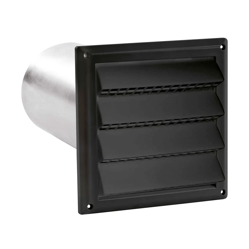 Évent d'entrée d'air à volets en plastique noir, 6"