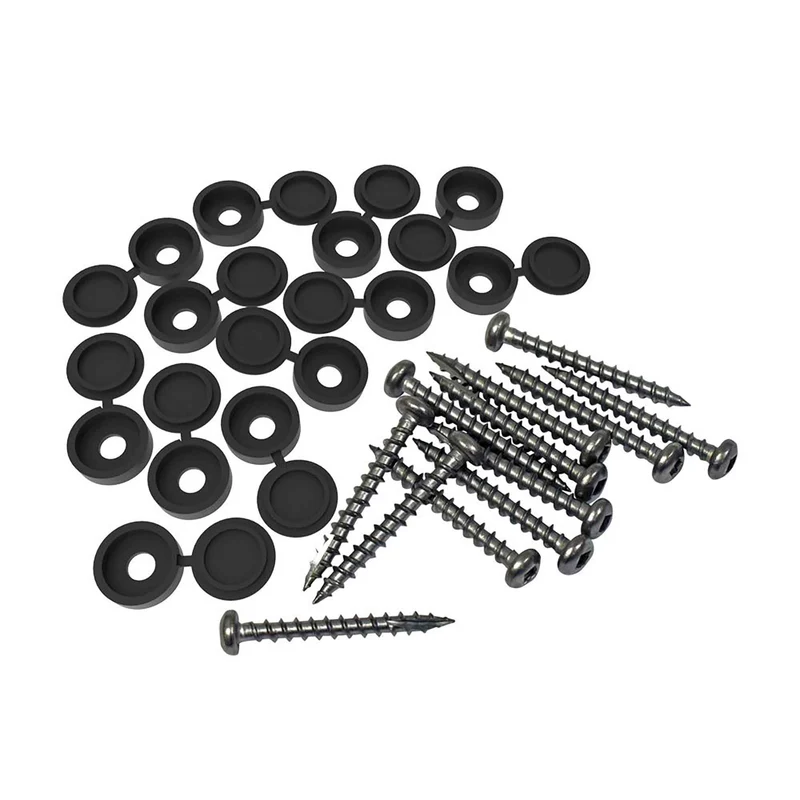 Système d'attaches en noir (vis et capuchons) pour panneau décoratif de 24'' x 48'', 12 unités
