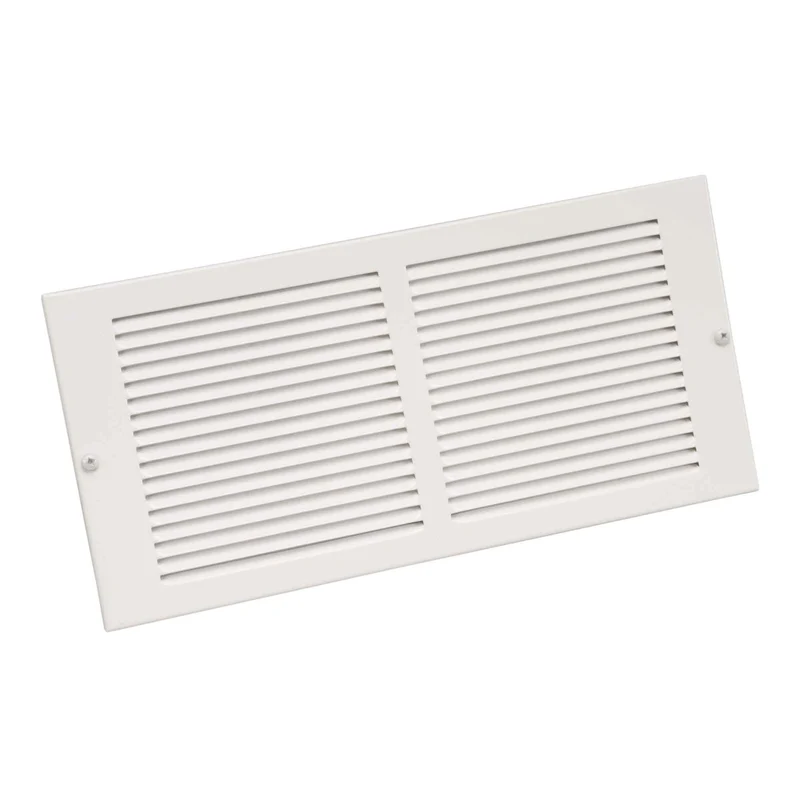 Grille d'aération murale en acier peint en blanc, 12" x 6"